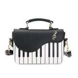 Embroidered Piano Keys PU Leather Handbag for Women