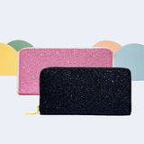 Glitter Clutch Bag Large Capacity Zipper Purse PU Leather Hand Wallet