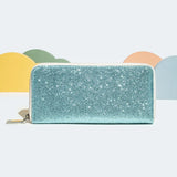 Glitter Clutch Bag Large Capacity Zipper Purse PU Leather Hand Wallet