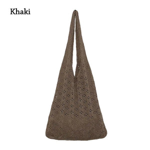 Large Capacity Hollow Woven Shoulder Bag for Women