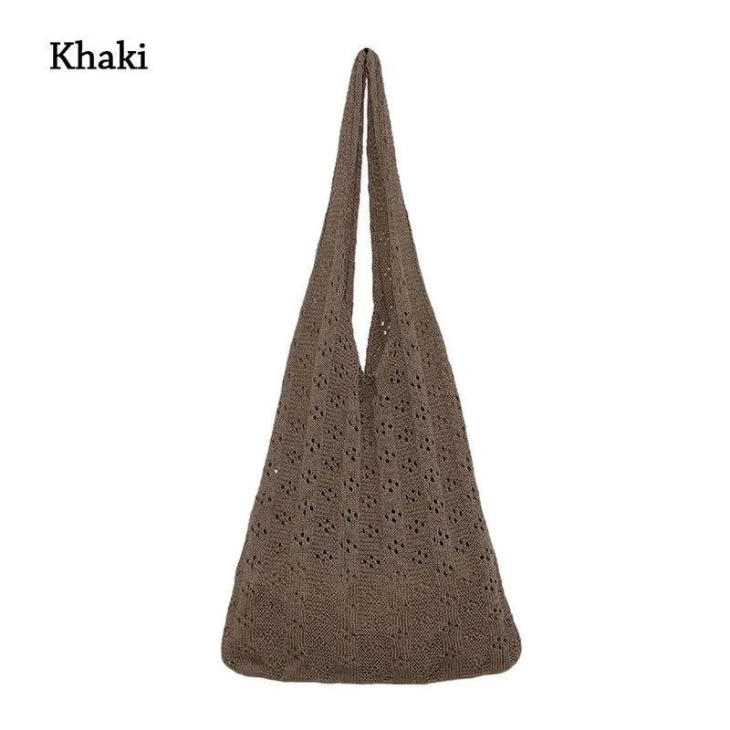Large Capacity Hollow Woven Shoulder Bag for Women