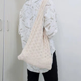 Large Capacity Hollow Woven Shoulder Bag for Women