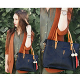 Large Capacity Tassel Tote Bag Soft Leather Handbag Crossbody Messenger Bag