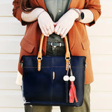 Large Capacity Tassel Tote Bag Soft Leather Handbag Crossbody Messenger Bag