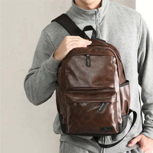 Waterproof Leather Backpack for Men with Laptop Storage