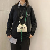 Canvas Mini Crossbody Bag Small Bucket Female Handbag