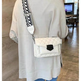 Women Bag Wide Shoulder Strap Bag Crossbody Bags Chain Rhombus PU Leather