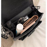 Women Bag Wide Shoulder Strap Bag Crossbody Bags Chain Rhombus PU Leather