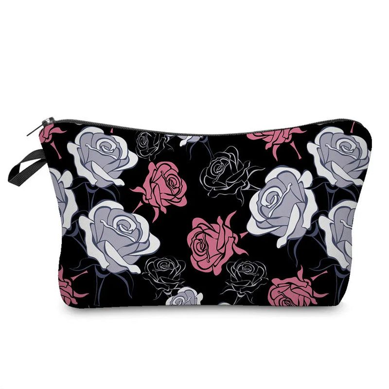 Floral Makeup Bag Heat-Transfer Printed Travel Cosmetic Bag