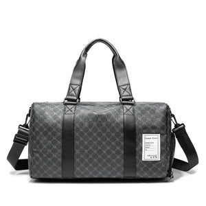 Plaid Leather Large Capacity Duffel Bag for Men