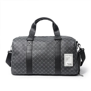 Plaid Leather Large Capacity Duffel Bag for Men