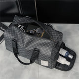 Plaid Leather Large Capacity Duffel Bag for Men