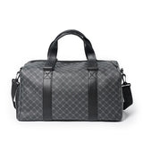 Plaid Leather Large Capacity Duffel Bag for Men