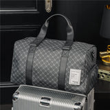 Plaid Leather Large Capacity Duffel Bag for Men