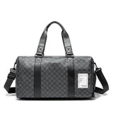 Plaid Leather Large Capacity Duffel Bag for Men