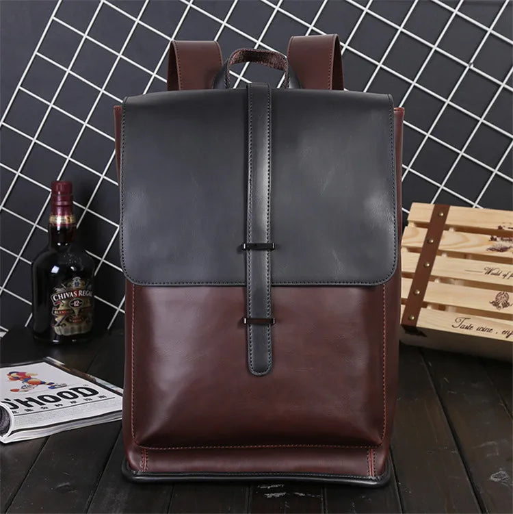 Men Backpack Men's Backpacks for Teenage High Travel PU Leather