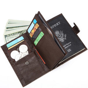 Men's Leather Passport Bag Multi-card Short Wallet