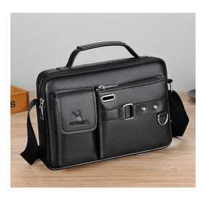 Men's Shoulder Bag Portable PU Leather Handbag