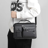 Men's Shoulder Bag Portable PU Leather Handbag
