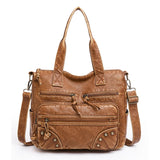 Women's Soft PU Leather Messenger Bag High-capacity Shoulder Handbag