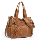 Women's Soft PU Leather Messenger Bag High-capacity Shoulder Handbag