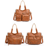Women's Soft PU Leather Messenger Bag High-capacity Shoulder Handbag