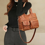 Women's Soft PU Leather Messenger Bag High-capacity Shoulder Handbag