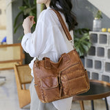 Women's Soft PU Leather Messenger Bag High-capacity Shoulder Handbag