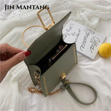 Metal Handle Handbags Womens Crossbody Clutch Purse