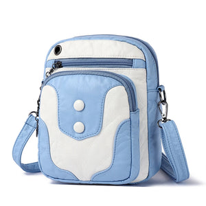 Women's Soft PU Leather Crossbody Bag Mini Purse Handbag Patchwork Sac A Main