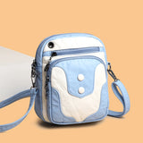 Women's Soft PU Leather Crossbody Bag Mini Purse Handbag Patchwork Sac A Main