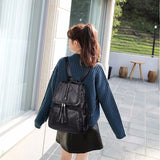 Mini Backpack Women Leather Shoulder Bag Solid Backpack