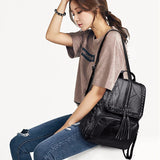 Mini Backpack Women Leather Shoulder Bag Solid Backpack
