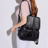 Mini Backpack Women Leather Shoulder Bag Solid Backpack