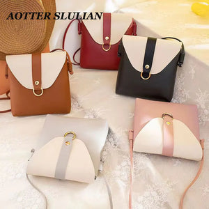 PU Leather Crossbody Bags Womens Bags Ladies Contrast Handbags
