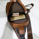 PU Leather Men's Crossbody Bag Single Shoulder Chest Sling Pack Bag