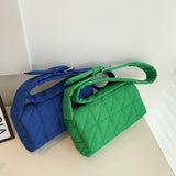 Quilted Shoulder Messenger Bag with Belt Buckle - Women's Crossbody Handbag