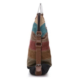 Patchwork Block Canvas Backpack Rucksack Girls School Bag