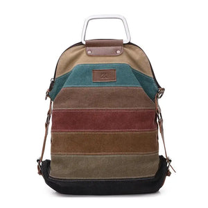 Patchwork Block Canvas Backpack Rucksack Girls School Bag