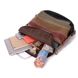 Patchwork Block Canvas Backpack Rucksack Girls School Bag