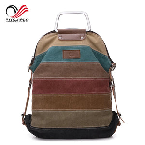 Patchwork Block Canvas Backpack Rucksack Girls School Bag