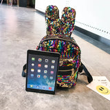 Colorful Sequined Rabbit Ears Backpack for Anime Fans