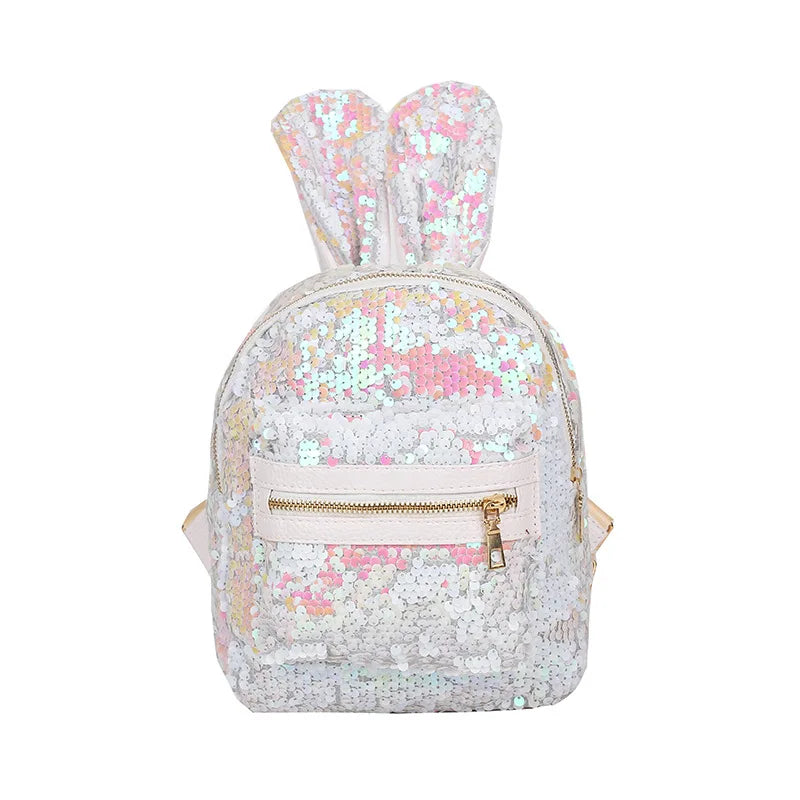 Colorful Sequined Rabbit Ears Backpack for Anime Fans