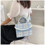 Plaid Handheld Tote Bag For Women