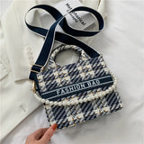 Plaid Handheld Tote Bag For Women