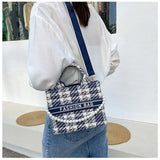 Plaid Handheld Tote Bag For Women