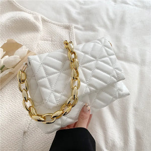 Plaid Shoulder Bag with Thick Chain for Women Handbags and Purses