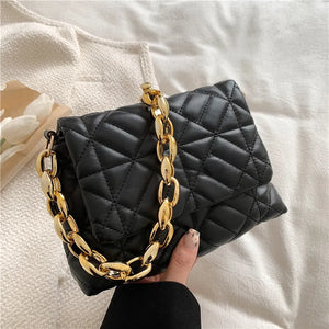 Plaid Shoulder Bag with Thick Chain for Women Handbags and Purses