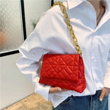 Plaid Shoulder Bag with Thick Chain for Women Handbags and Purses