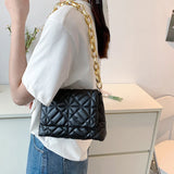 Plaid Shoulder Bag with Thick Chain for Women Handbags and Purses